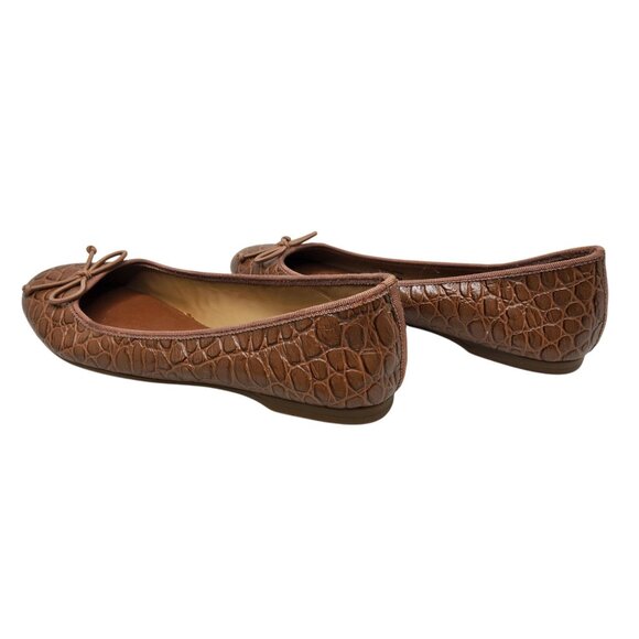 Talbots Womens Leather Upper Animal Print String Bow Accent Flats - Picture 2 of 8